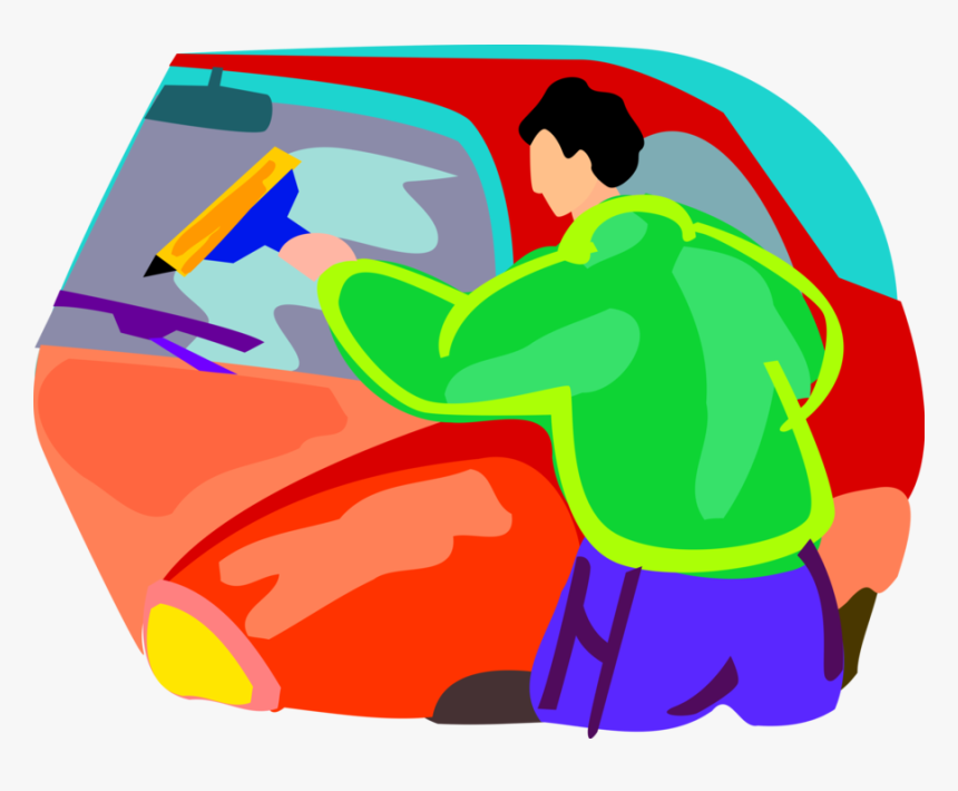 Vector Illustration Of Window Washer Washing Automobile, HD Png Download