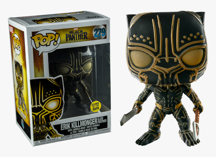 Erik Killmonger In Mask Glow Us Exclusive Pop Vinyl - Erik Killmonger Glow Funko Pop, HD Png Download