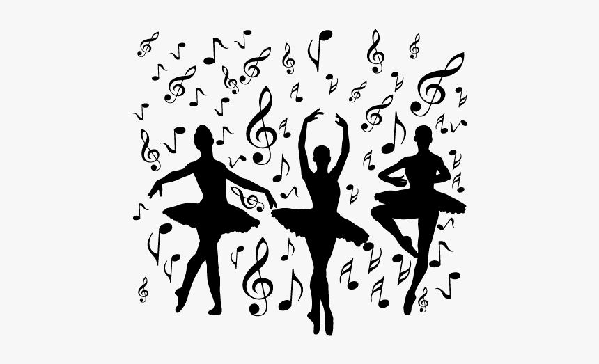 Adesivo De Parede Bailarina Com Notas Musicais, HD Png Download