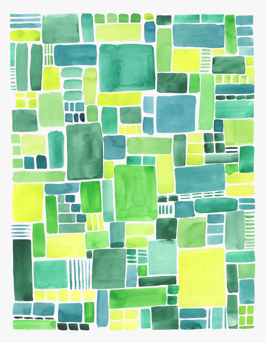Green Pattern Geometric Watercolor Print - Tile, HD Png Download