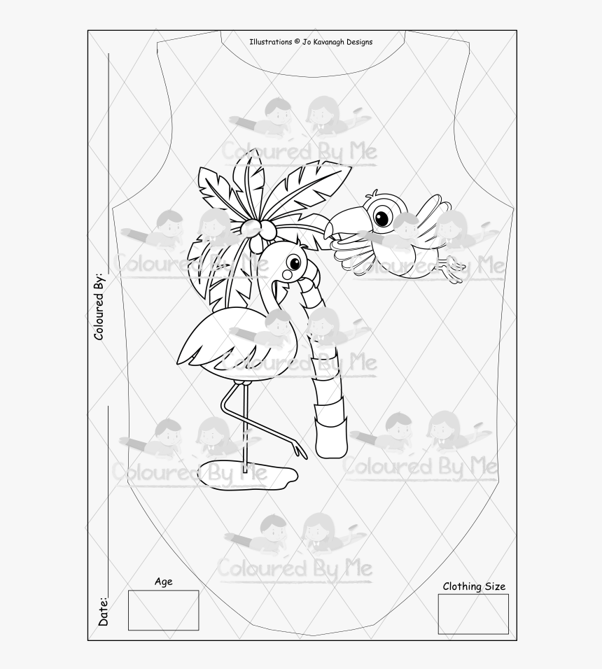 Flamingo With Tucan - Line Art, HD Png Download