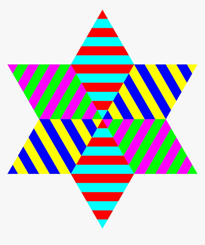 Clipart Hexagram Triangle Stripes Microsoft Office - Estrellas De Multicolores Arcoiris, HD Png Download