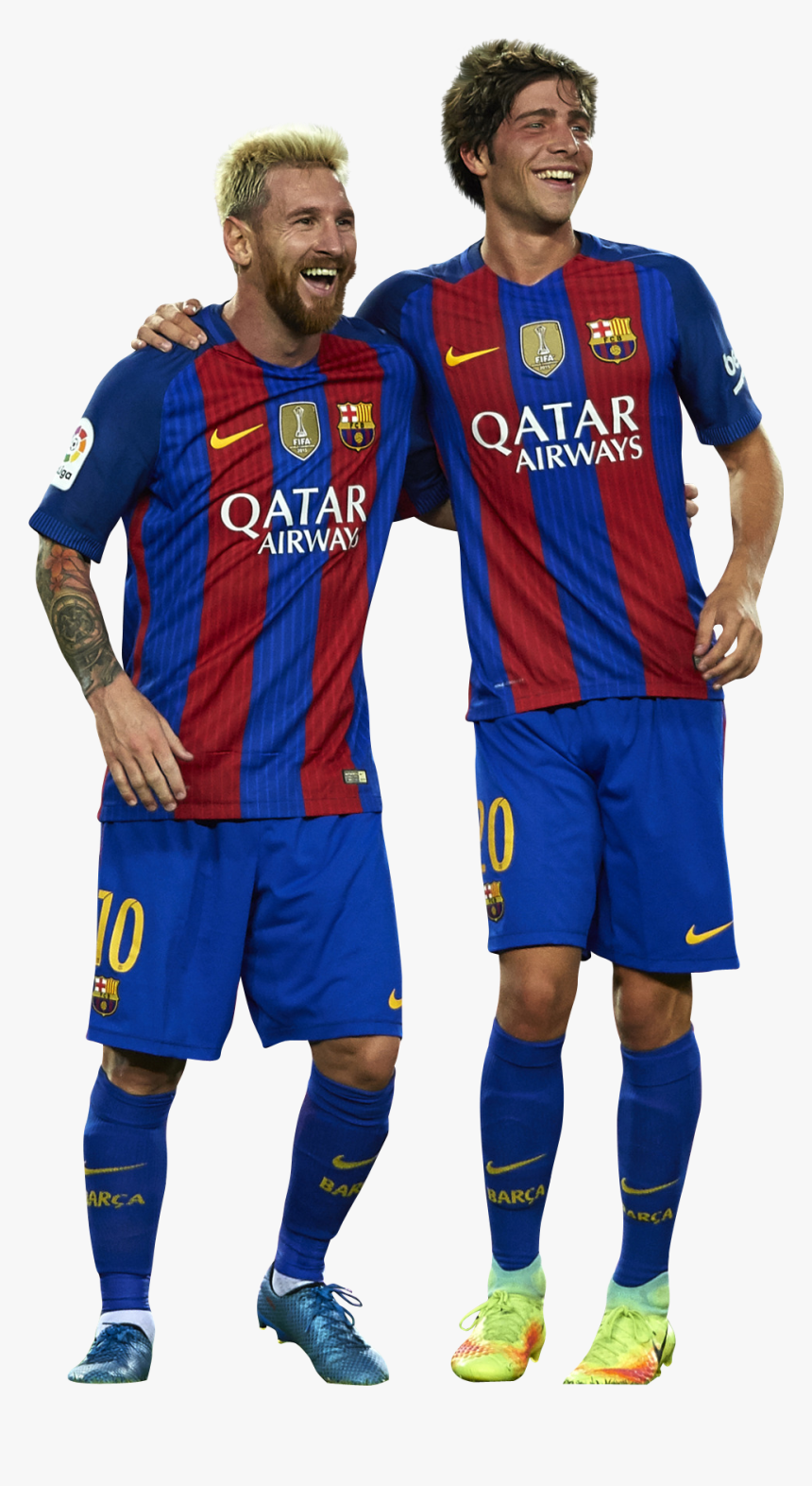 Lionel Messi & Sergi Roberto render - Sergi Roberto And Messi 2018, HD Png Download