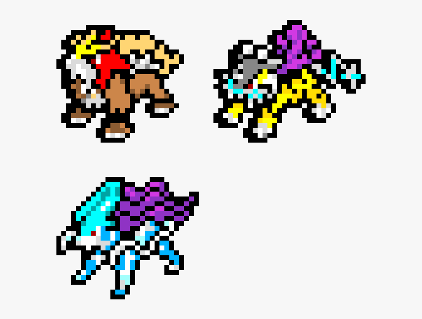 Entei,raikou And Suicune - Pixel Art Pokemon Raikou, HD Png Download