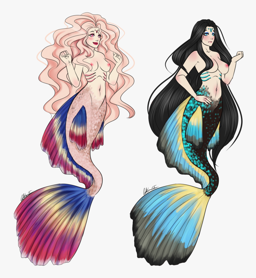 Enchanted Drawing Mermaid - Merman Drawing, HD Png Download