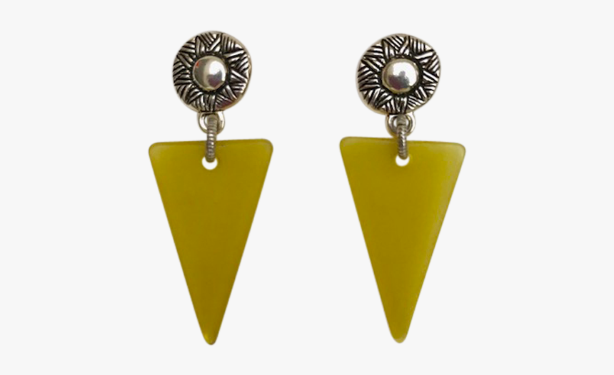 Silver Sun Motif Post Green Triangle Earrings 
 Class - Earrings, HD Png Download
