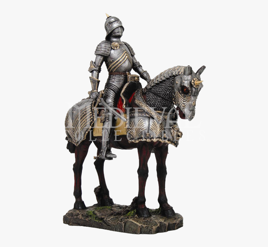 Medieval Knight And Warhorse Statue - Medieval Knight On Horse, HD Png Download
