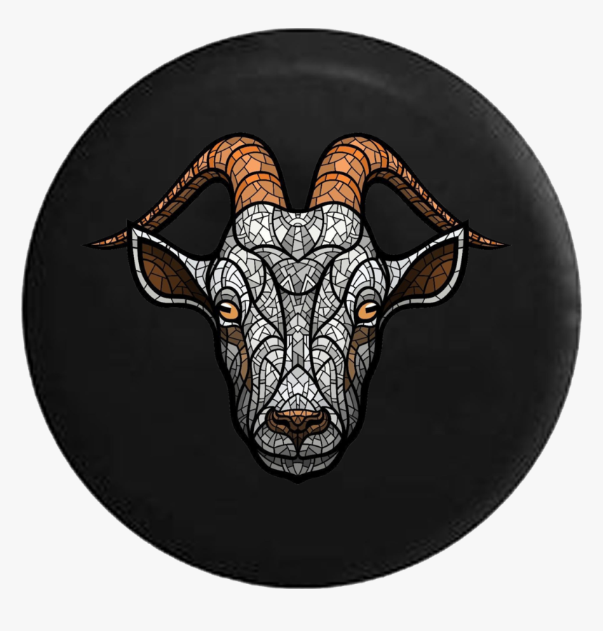 Goat Mosaic Stained Glass Jeep Camper Spare Tire Cover - Goat, HD Png Download