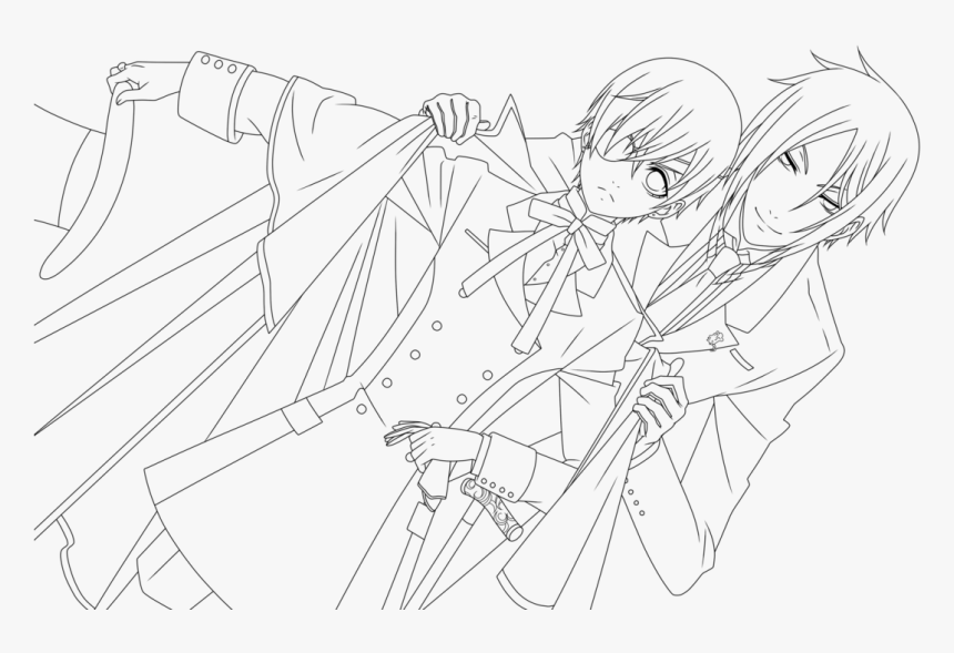 Alert Famous Yu Hakusho Coloring Pages Black Butler - Black Butler Ciel And Sebastian Coloring Page, HD Png Download