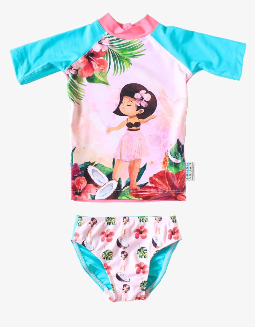 Girls Rash Vest And Pants Hula Girl - Girl, HD Png Download