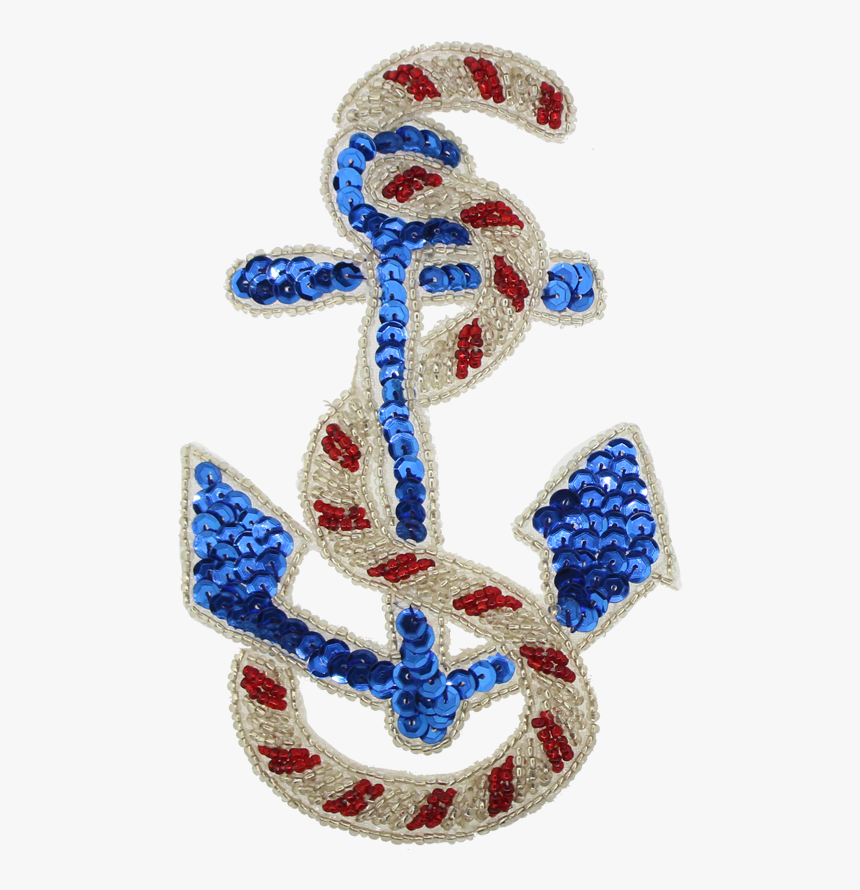 Small Anchor Beaded & Sequin Applique - Anchor Beaded, HD Png Download