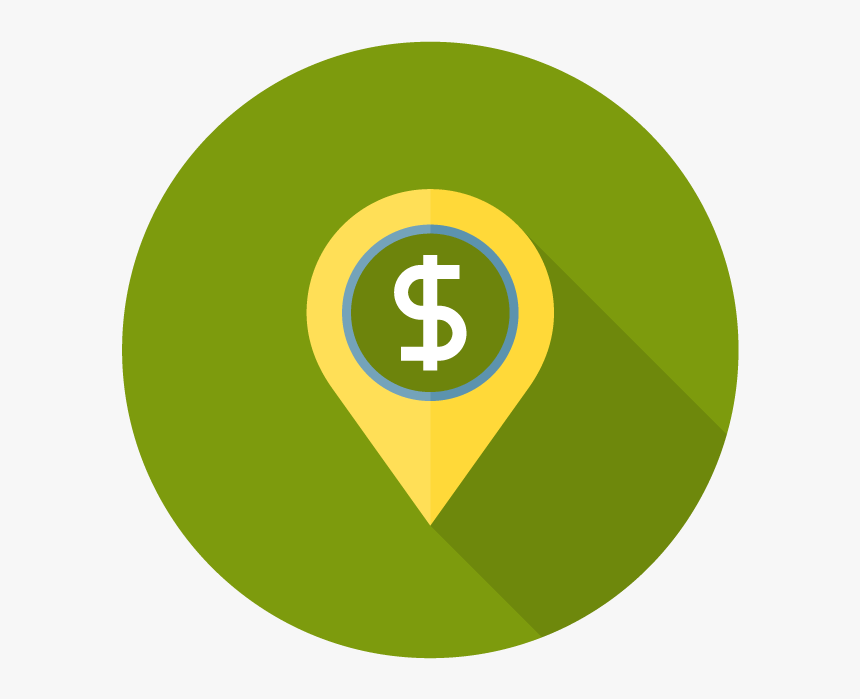 Icon Of Map Marker With Dollar Sign - Circle, HD Png Download