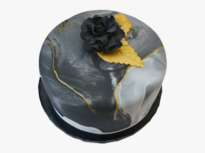 Black Marble Lemon Cake With Gold Accents And An Edible - Marbled Sugar Paste Cake, HD Png Download
