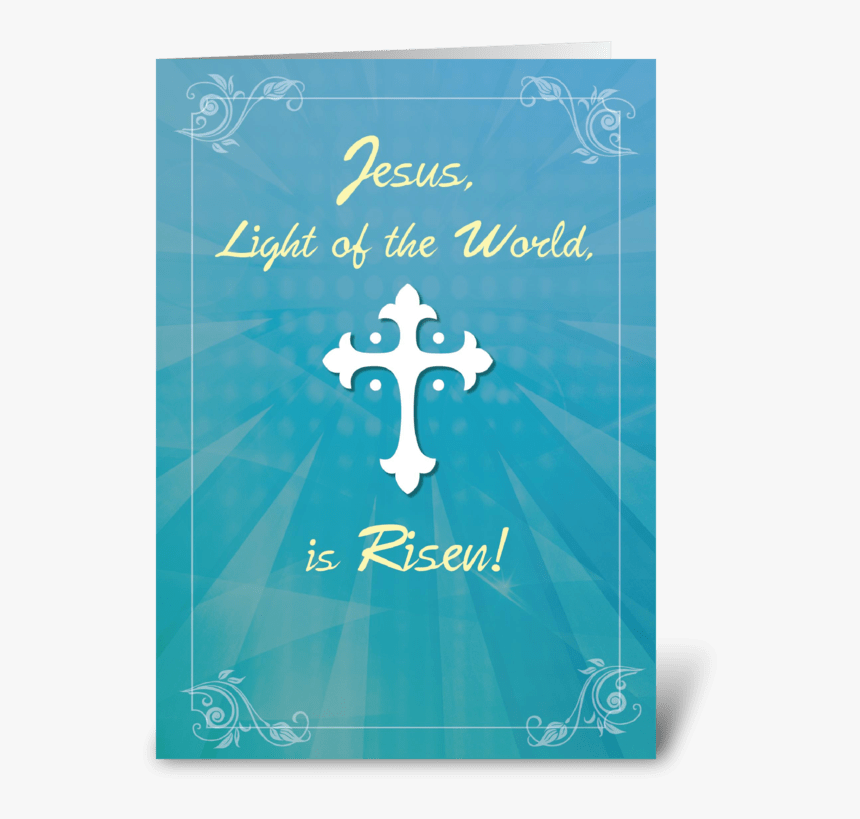 Easter Religious Cross And Rays On Teal Greeting Card - Poster, HD Png Download