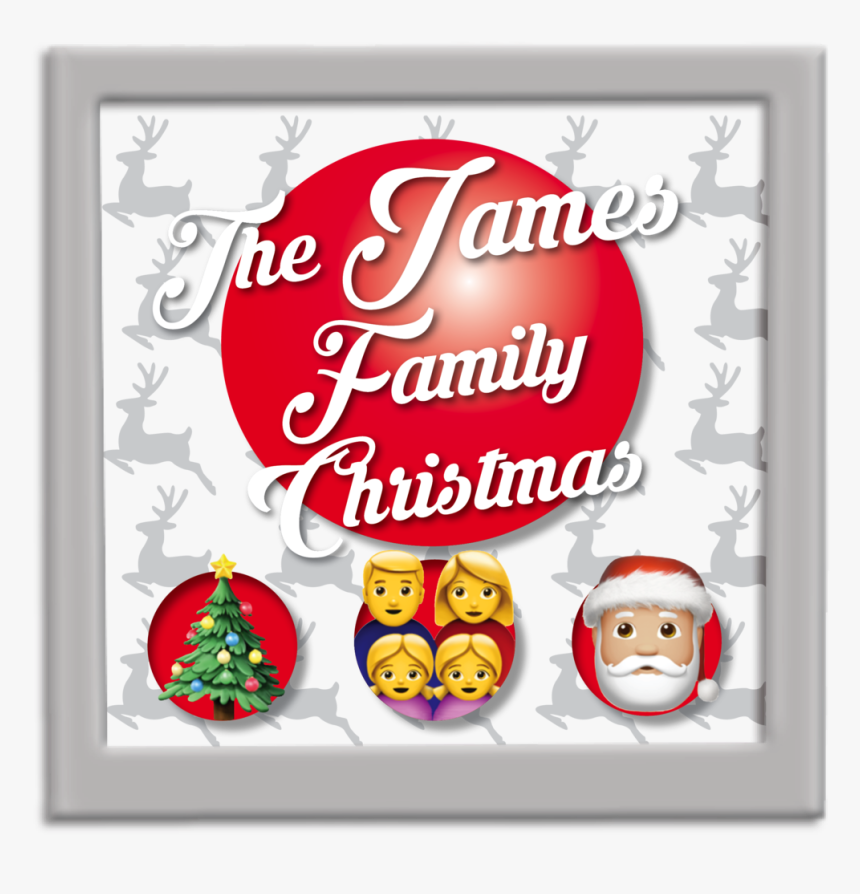 Reindeer Family Personalised Emoji Art With Silver, HD Png Download