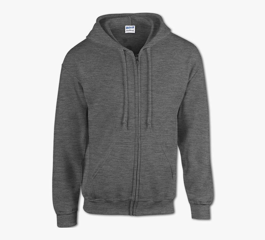Gildan Full Zip Hoodie Dark Heather, HD Png Download