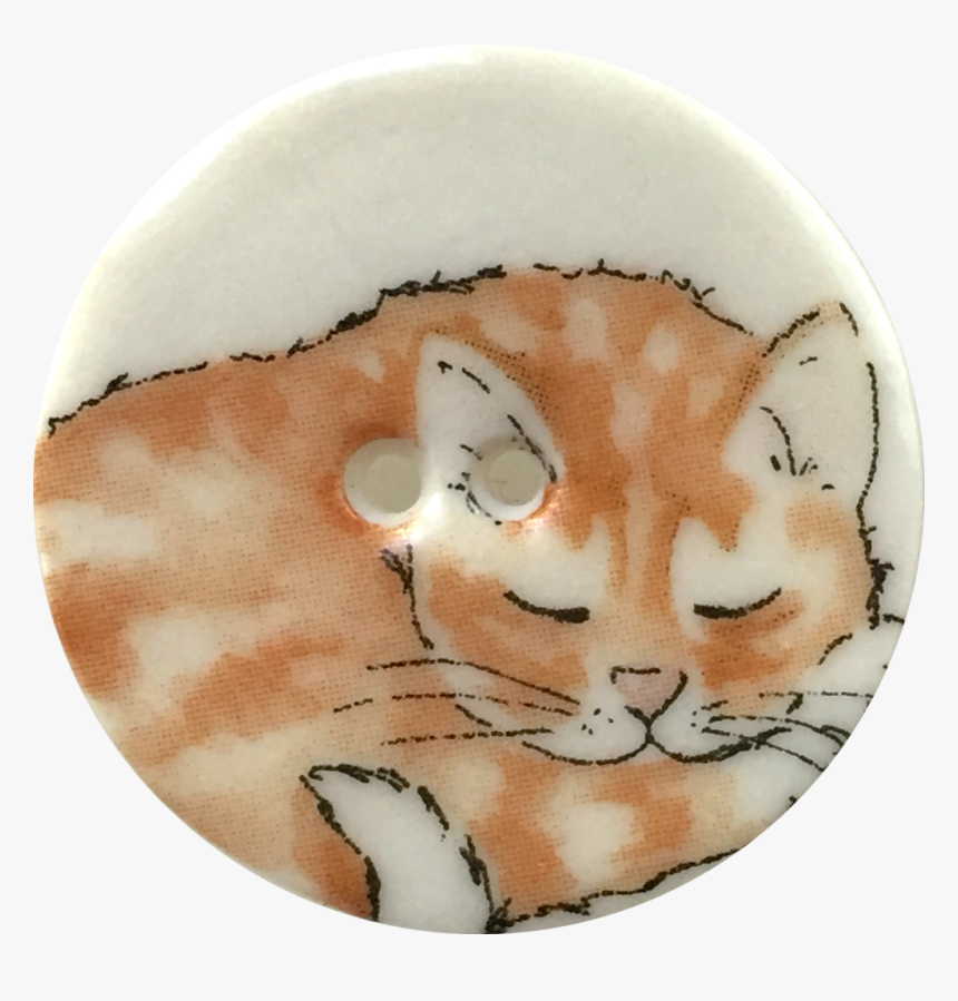 Orange Tabby One, Cat Sleeping Porcelain Button, 1-1/8 - Kitten, HD Png Download