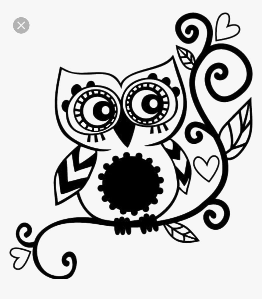 Owl Stencil Machine Silhouette Portrait, Owl Family, - Owl In Black And White, HD Png Download