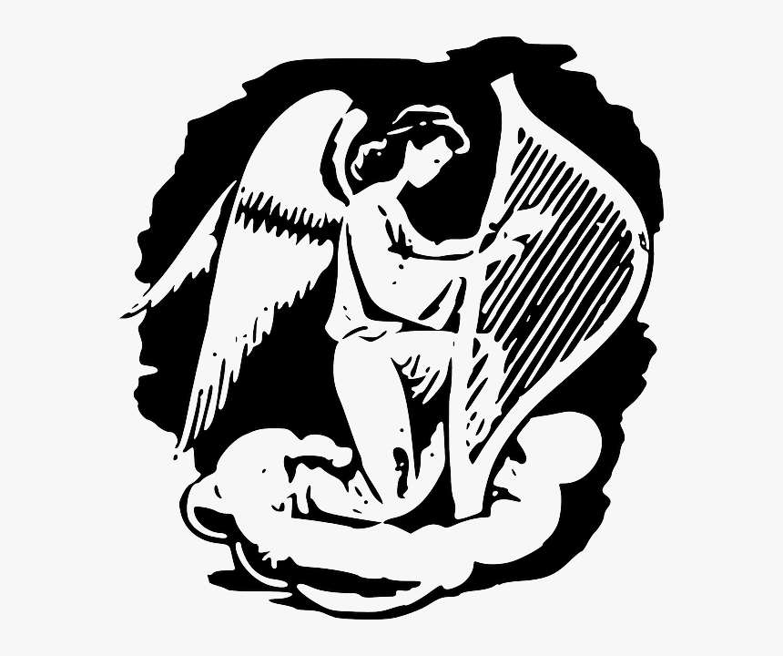 Transparent Angel Wings And Halo Png - Angel Playing Harp, Png Download