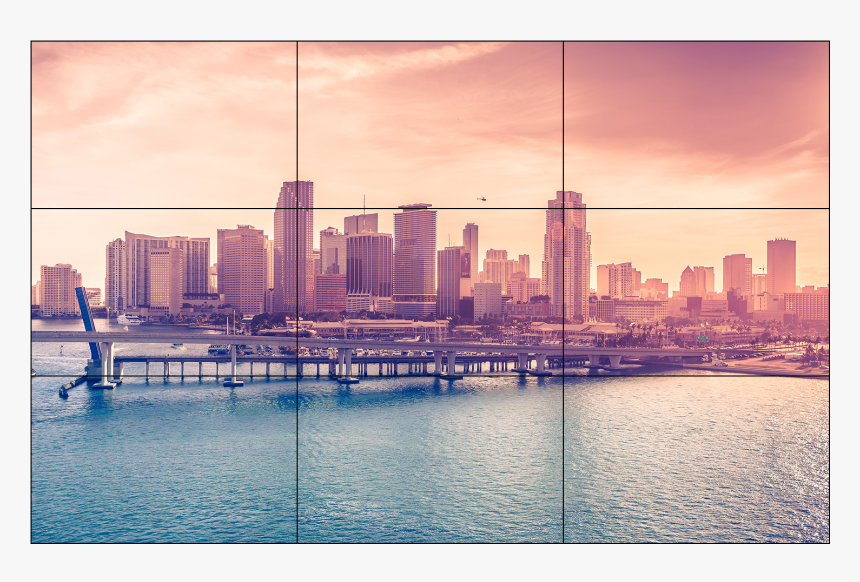 3 X 3 Video Wall Videowalldelivery - Miami Sunset, HD Png Download