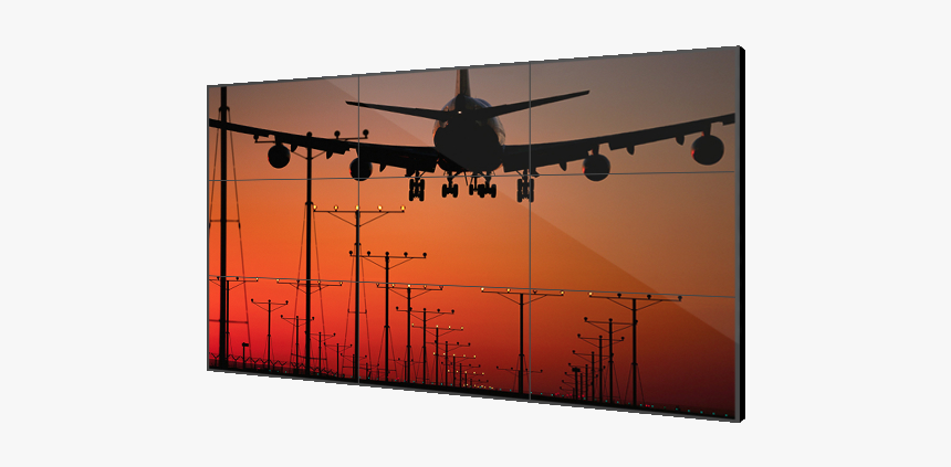 Plane Landing With Sunset Gif, HD Png Download