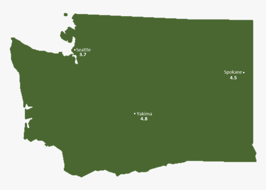 Washington Sun Light Hours Map Sunshine Hours Washington State Map, HD Png Download