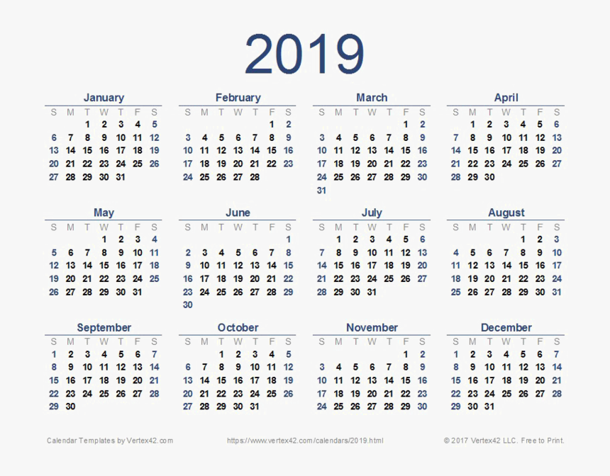 Full Year Calendar 2019, HD Png Download