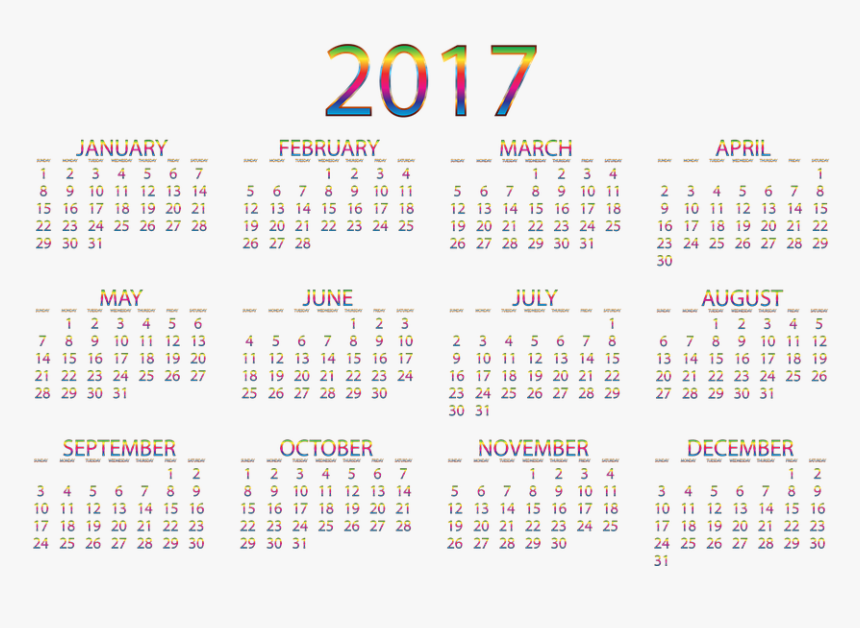 Tjue Sytten, 2017, Kalender, År, Dato, Tid, Måned, - Calendar, HD Png Download