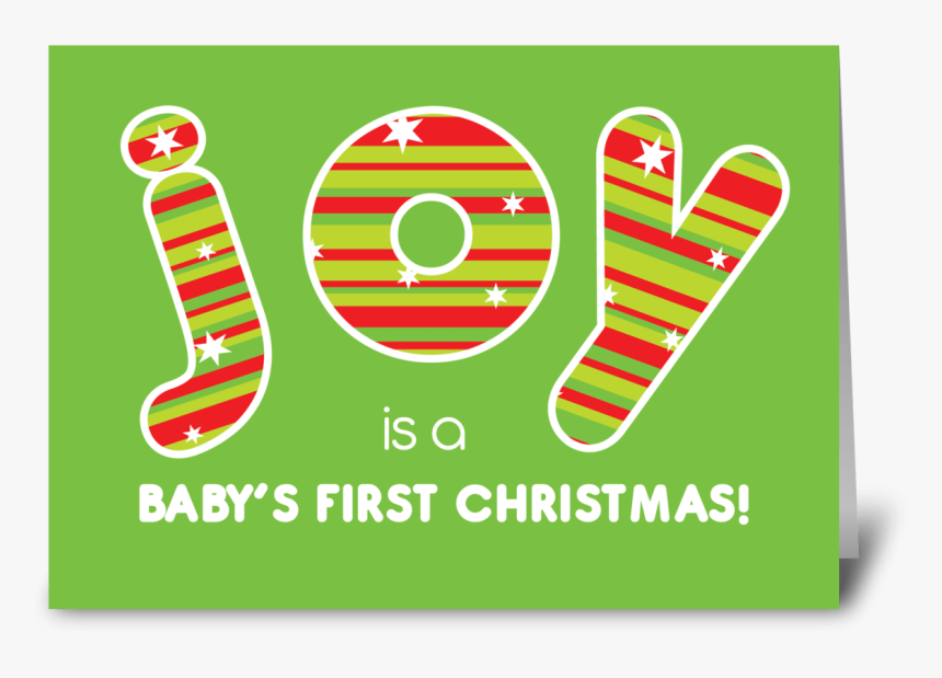 Baby S First Christmas Joy Red & Green Greeting Card - Graphic Design, HD Png Download