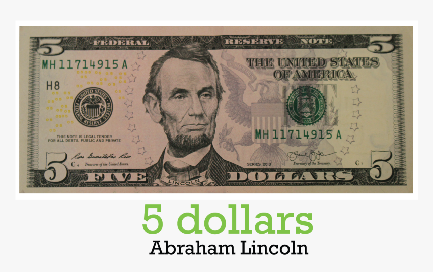 5 Dollar Png - Five Dollar Bill Transparent, Png Download