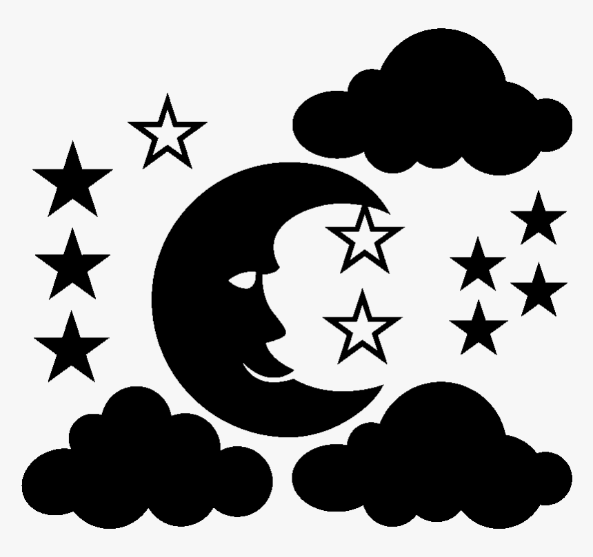 Sticker Etoiles Lune Et Nuages Ambiance Sticker Kc - Star Icon Set, HD Png Download