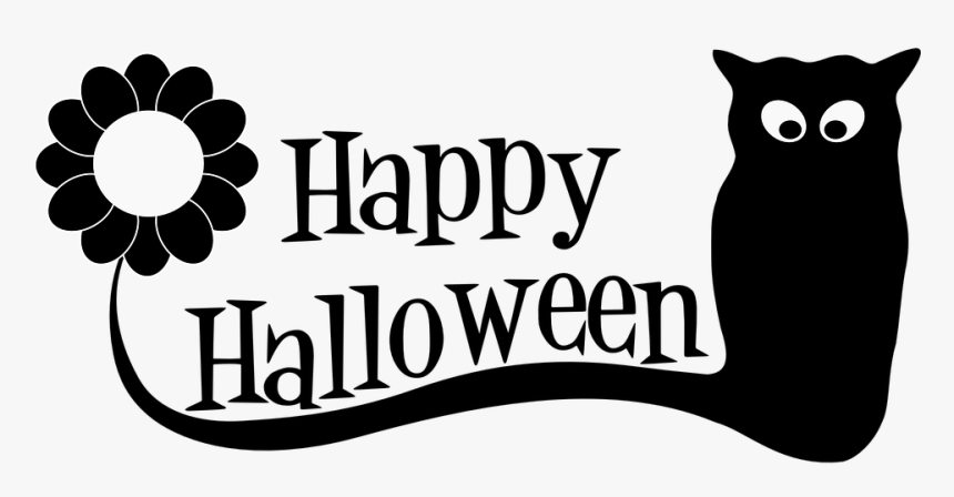 Halloween, Happy, Text, Owl, Silhouette, Spooky - Happy Halloween Para Colorear, HD Png Download