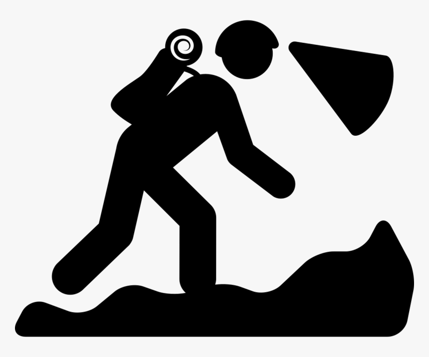 Hiker Silhouette On Mountain - Caving Silhouette, HD Png Download