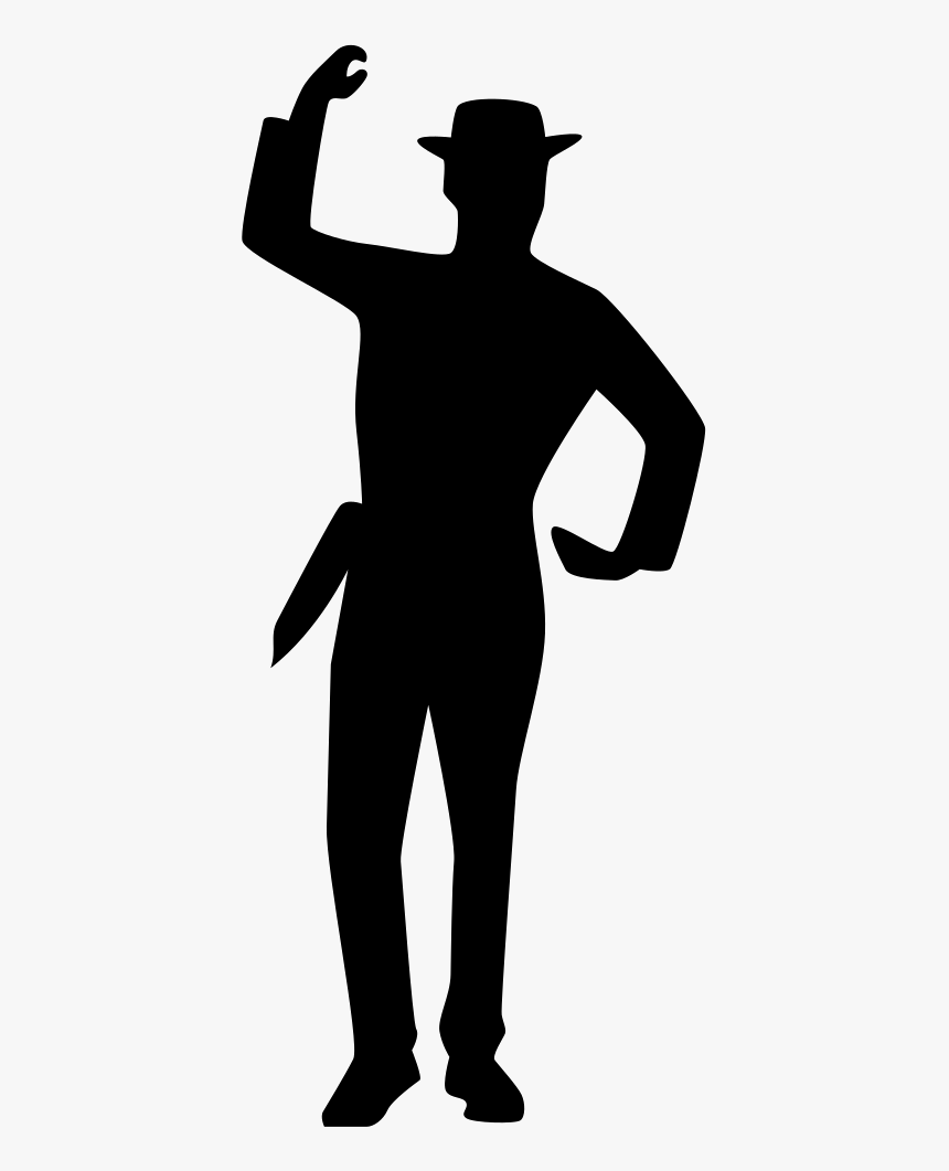 Standing Man Silhouette - Silueta De Bailarin Con Sombrero, HD Png Download