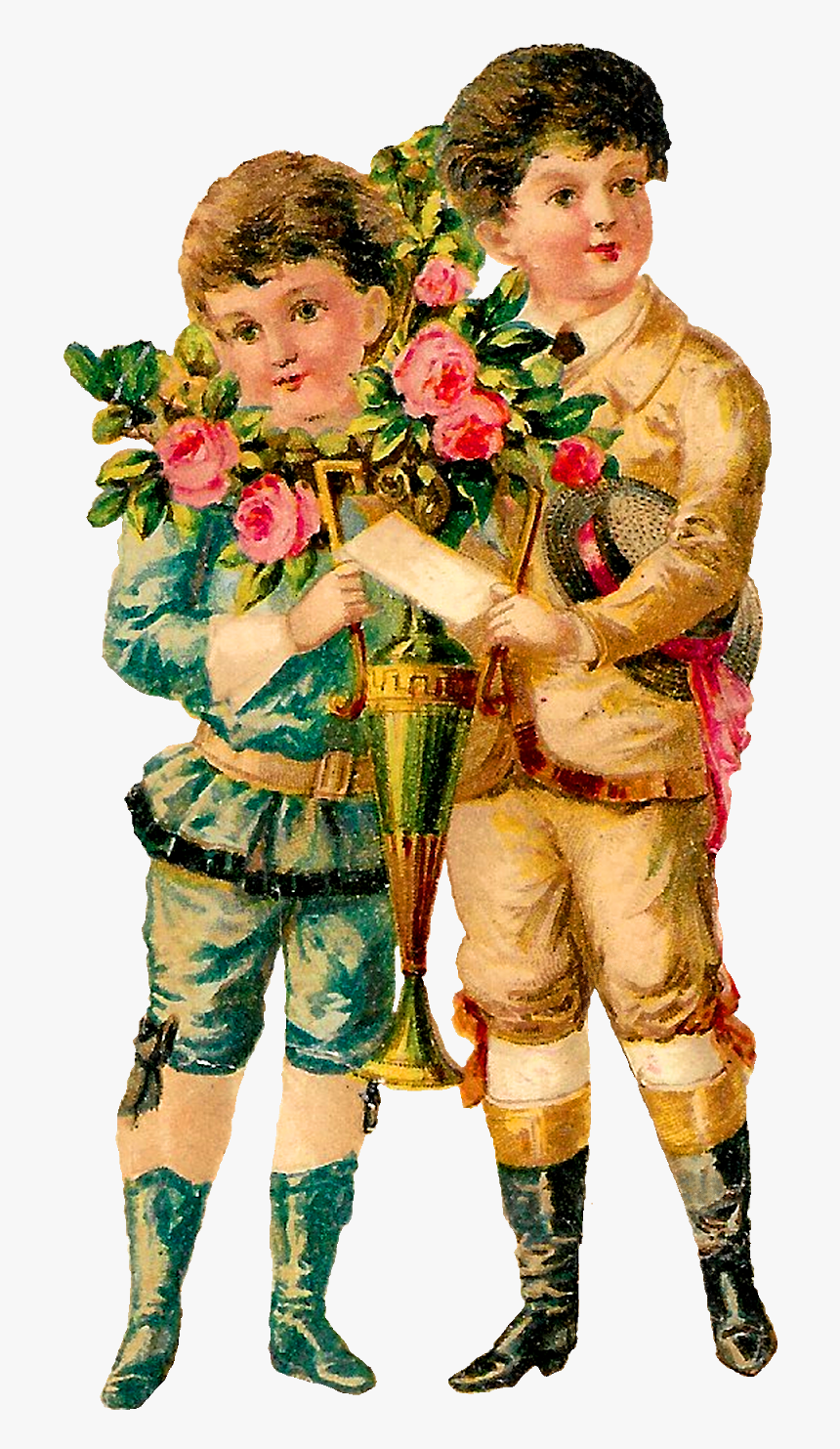 Rose Spring Romantic Children Valentine Victorian Clipart - Artificial Flower, HD Png Download