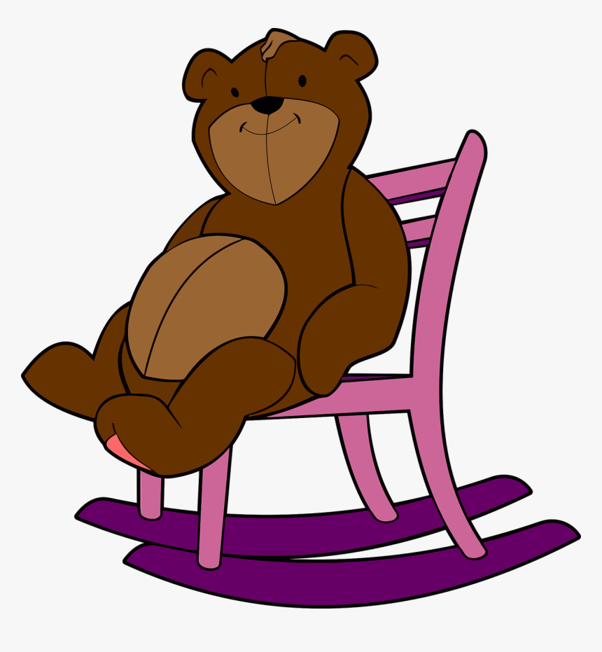 Rocking Chair, Stuffed Animal, Teddy Bear, Toy - Teddy Bear On The Chair Clipart, HD Png Download
