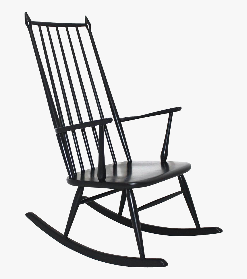 Black Scandinavian Rocking Chair 1960s - 1950s Rocking Chair, HD Png Download