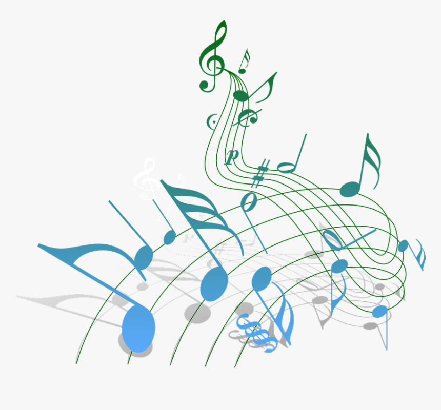 Music, Notes, Clef - Blue And Green Music Notes, HD Png Download
