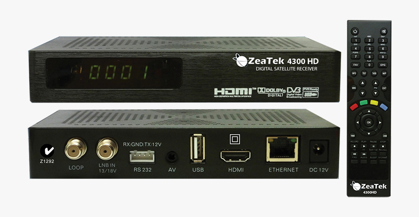 Zeatek 4300hd Mpeg 2/4 Satellite Receiver - Hdmi, HD Png Download