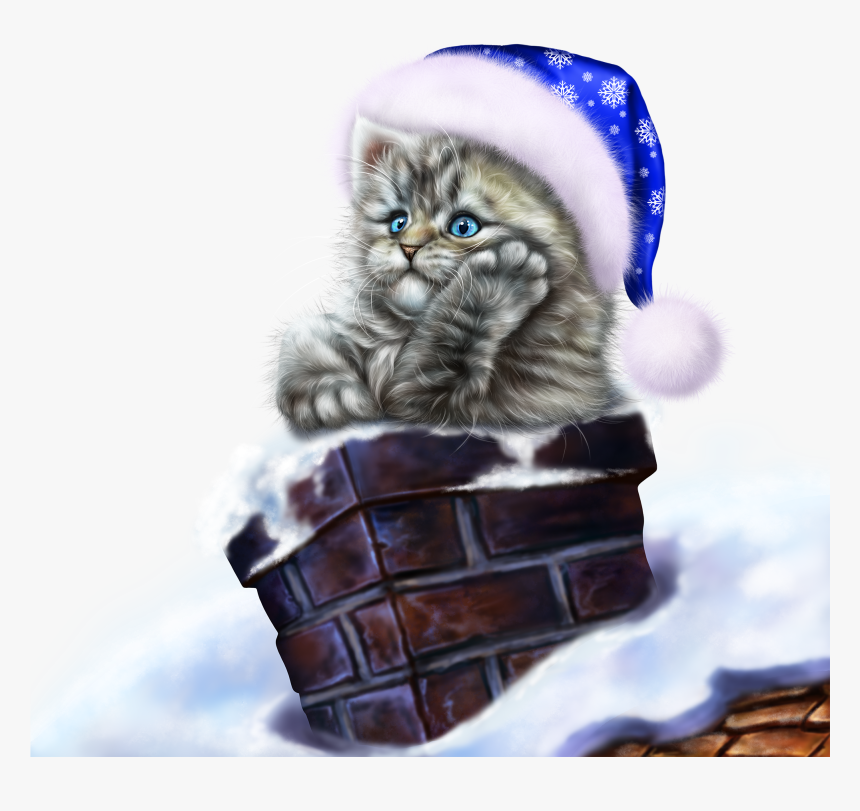 Santa Kitty In Chimney - Fajne Kartki Na Cały Tydzień, HD Png Download