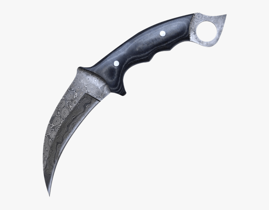 Damascus Steel Karambit Knife - Hunting Knife, HD Png Download