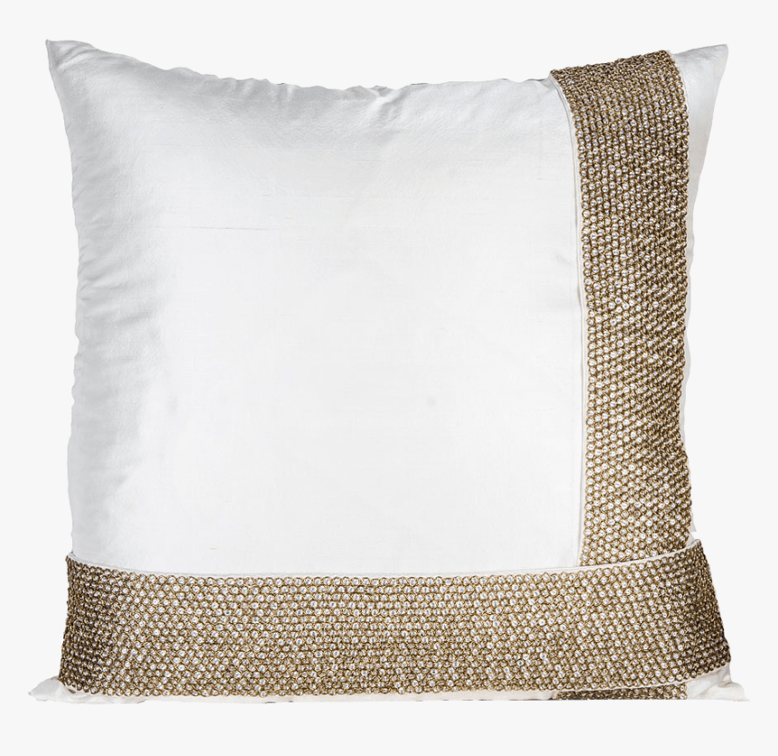 Gold Encrusted White Silk Throw Pillow - Cushion, HD Png Download