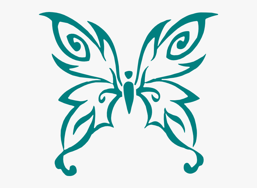 Teal Butterfly Clip Art At Clker - Butterfly Ovarian Cancer Ribbon, HD Png Download
