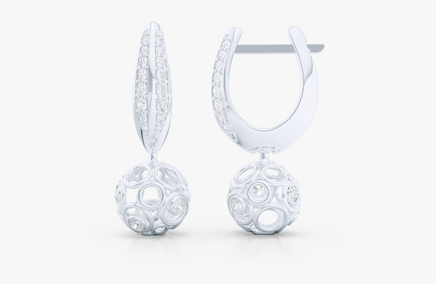 Two Tone Gold, Ear Hugging Hoop Earrings With A Dangling - Bashert Jewelry, HD Png Download