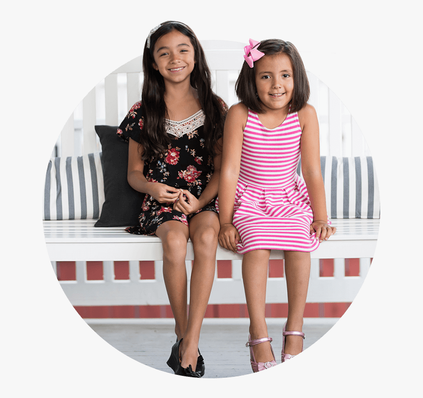Children Sitting On Front Porch At Home - Girl, HD Png Download