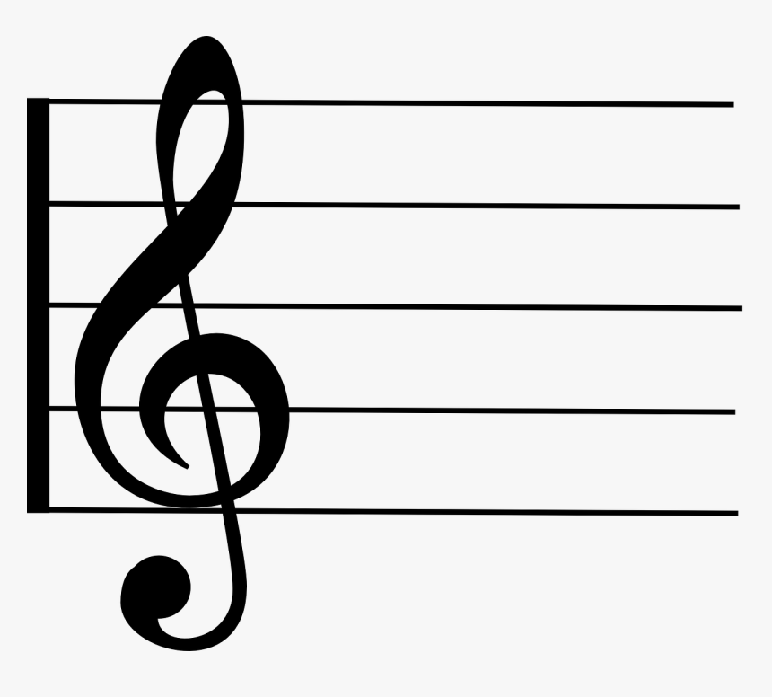 Treble Clef On Stave, HD Png Download