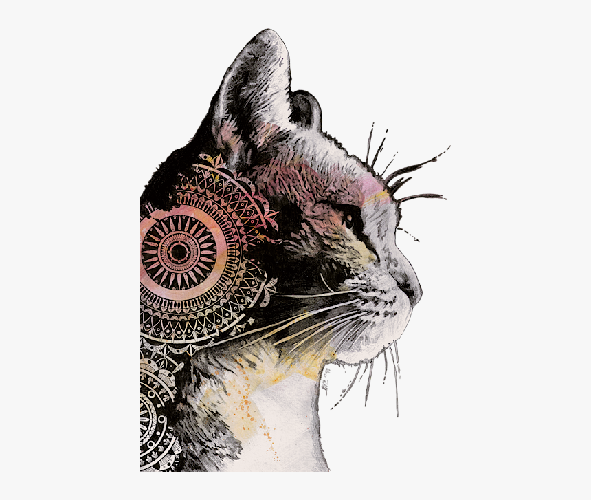 Mandala Cat Drawing, HD Png Download