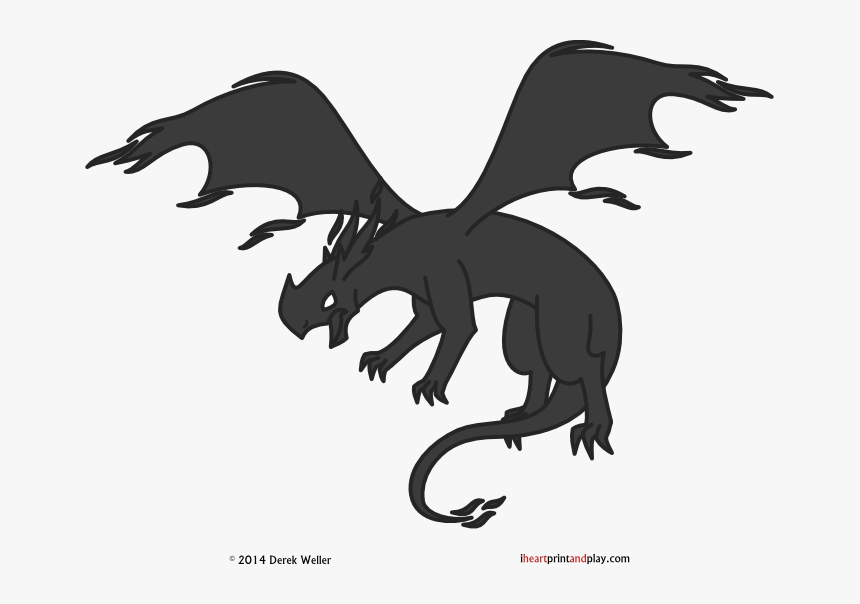 Dragon Carnivora Cartoon Silhouette Black - Illustration, HD Png Download