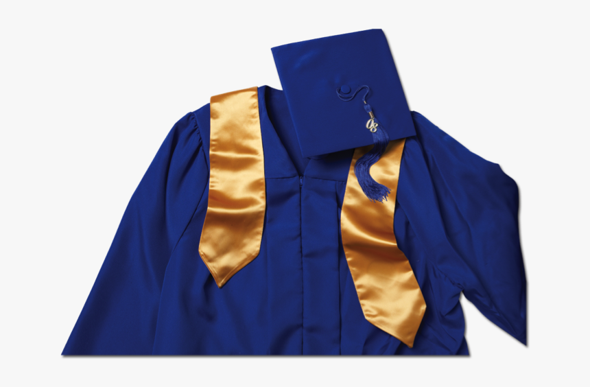 Graduation Cap And Gown Blue And Gold Cap And Gown, HD Png Download , Transparent Png Image