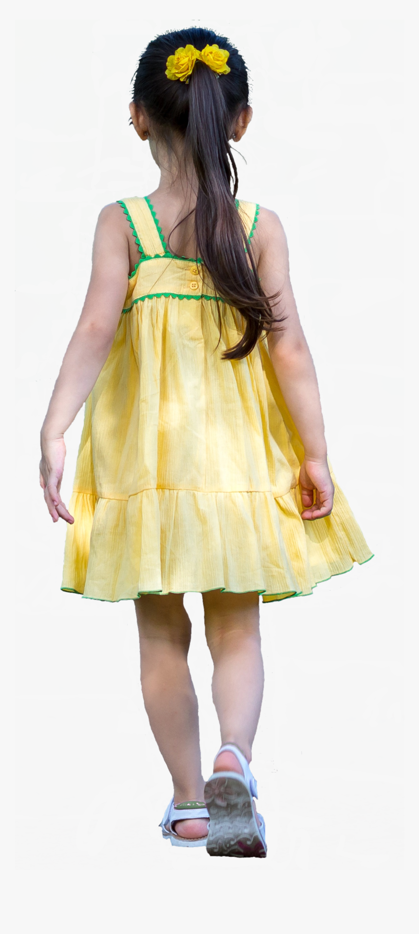 Girl With Yellow Dress Back, HD Png Download